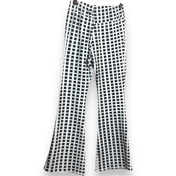 Casa Lee Black/White Pattern Stretch Elastic Waist Flared Vintage Inspired pants - Picture 5 of 14